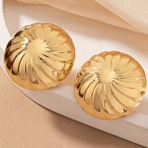 Gold Textured Dome Earrings